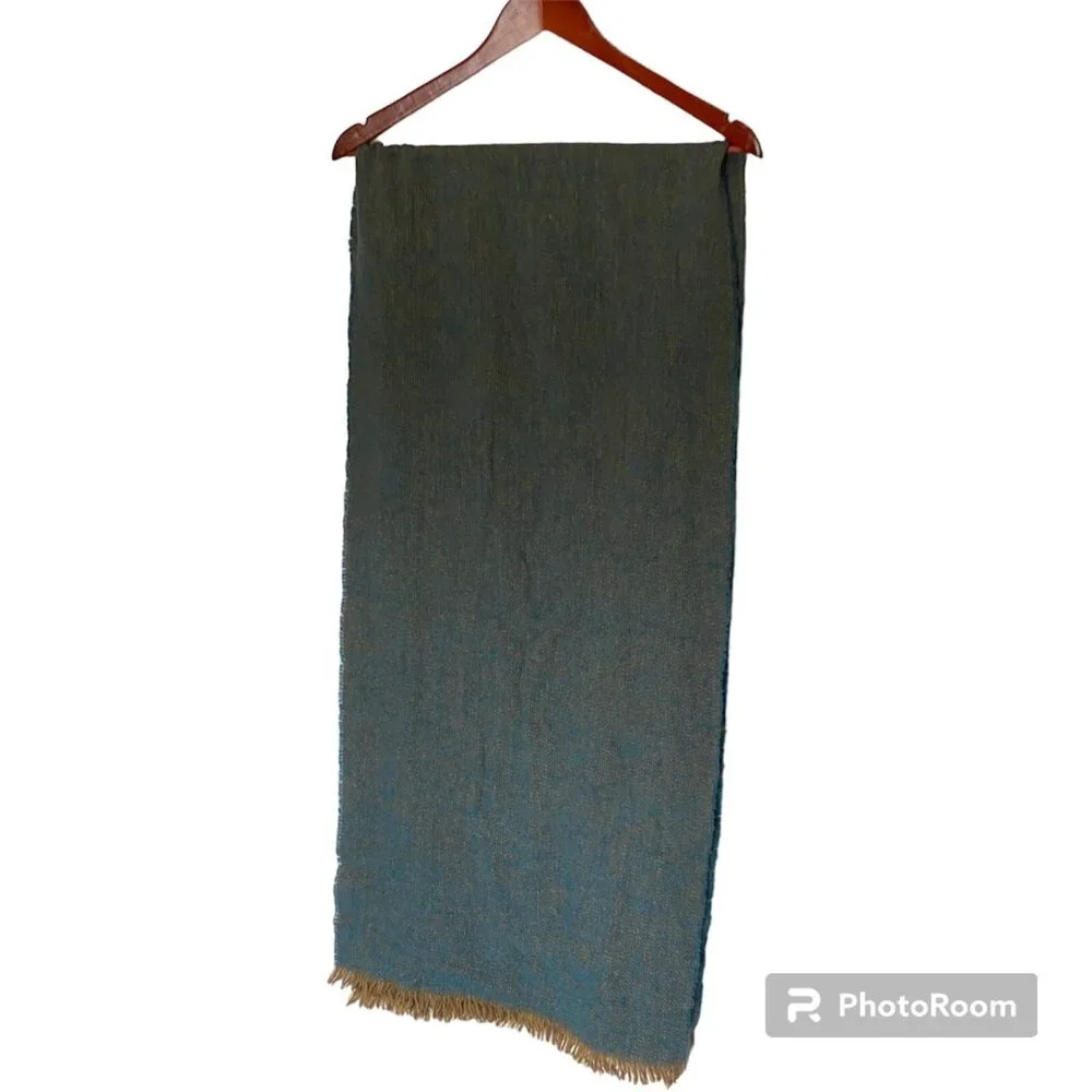 Polo Ralph Lauren Teal Blue Gold Brown Scarf Women's 17